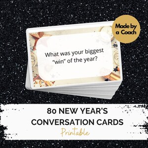 New Year’s Conversation Cards | 80 Printable Holiday Questions for Family & Friends | Fun New Year’s Eve Party Game | Icebreaker Cards