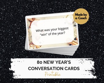 New Year’s Conversation Cards | 80 Printable Holiday Questions for Family & Friends | Fun New Year’s Eve Party Game | Icebreaker Cards