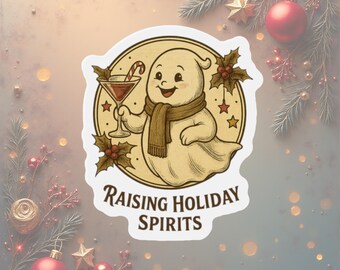 Anheben der Feiertags-Stimmungen gestanzter Magnet | Urlaub Vintage Geist Magnet | Martini Glasmagnet | Weihnachten-Küchen-Dekor