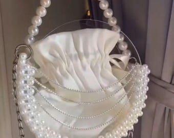 Pochette en perles faite main - Élégant sac à main en perles pour femme, sac à main de mariée et de fête