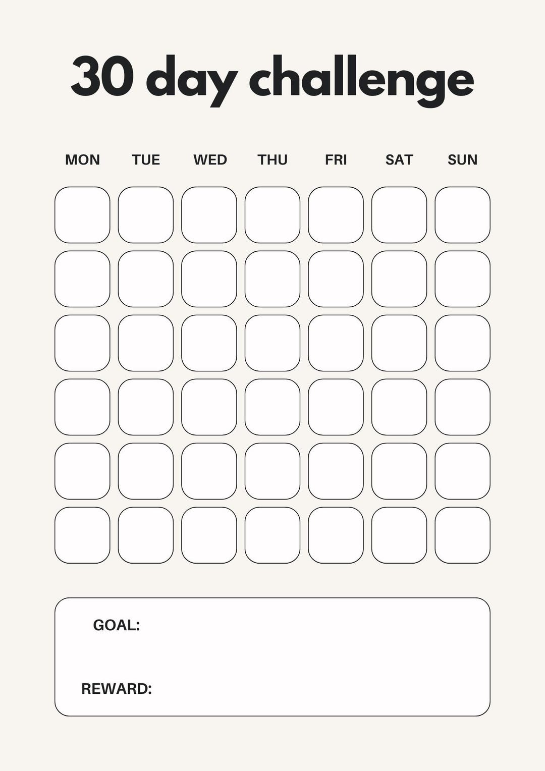 30 Day Habit Challenge Printable | Habit Tracker Challenge | Digital ...