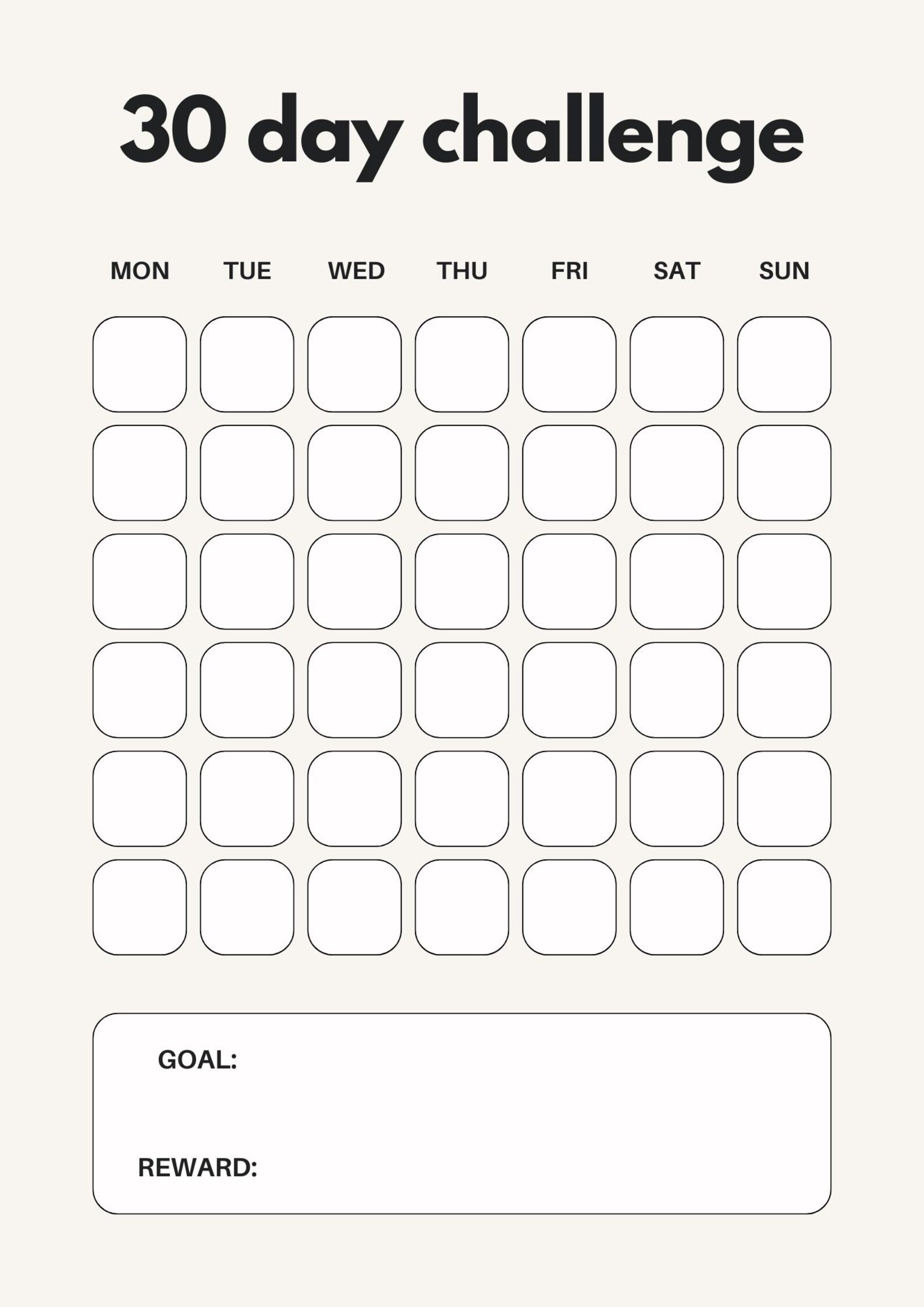 30 Day Habit Challenge Printable | Habit Tracker Challenge | Digital ...