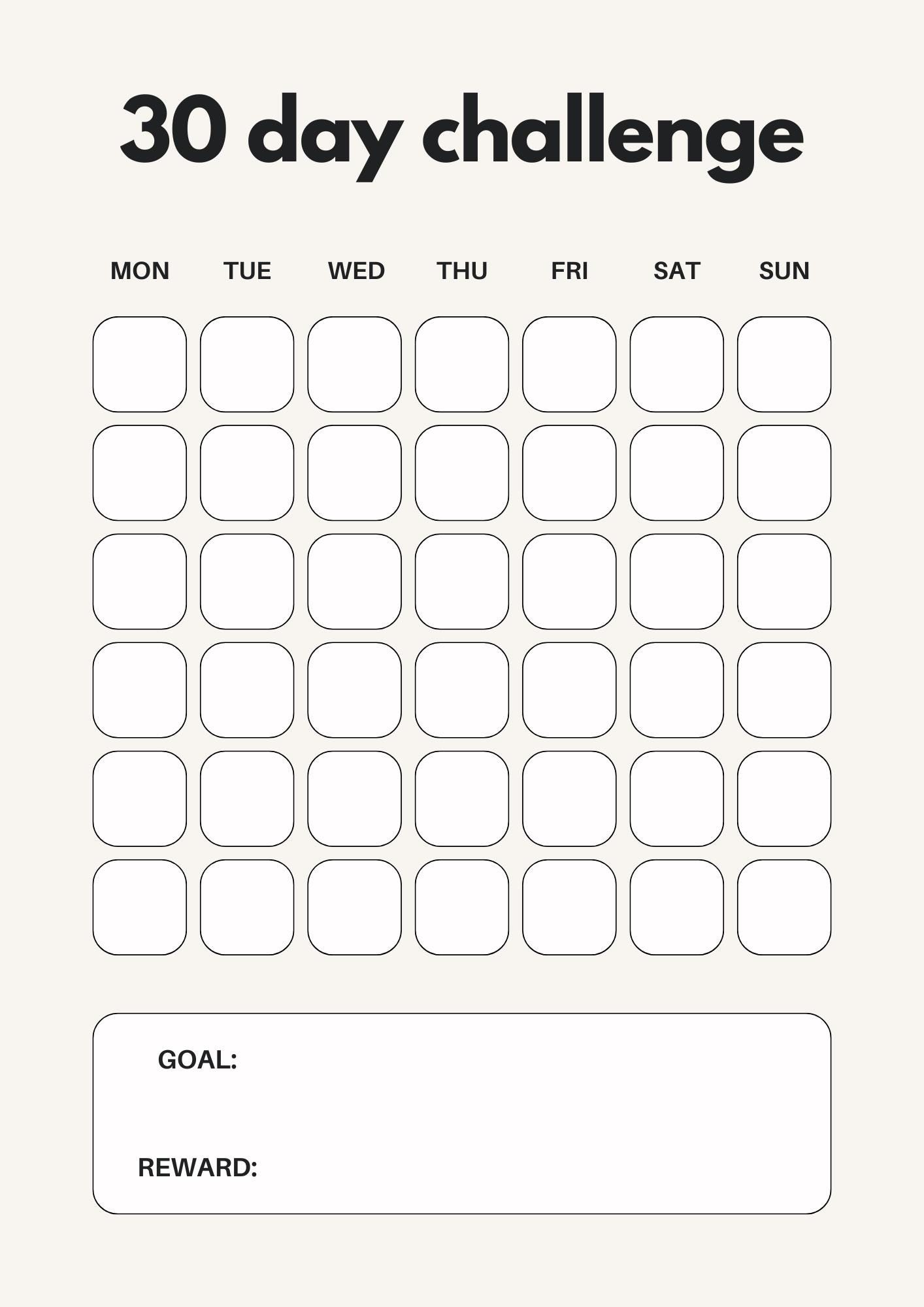 30 Day Habit Challenge Printable | Habit Tracker Challenge | Digital ...