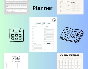 Wekelijkse resetplannerbundel | Checklists ochtend- en avondroutine + gewoontechallenge | Digitale download