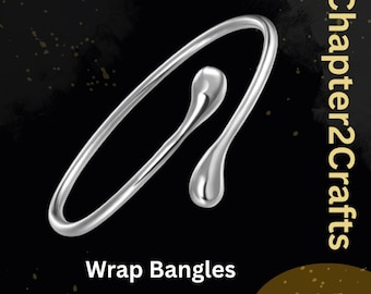 Hand Crafted Sterling Silver Wrap Bangle with Customized gift Bag, Perfect jewelry for Mothers Day Gift, Adjustable Summer Jewelry Bangle