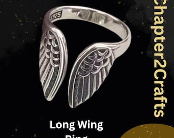 Sterling Silver Angel Wing Ring For Women's, Adjustable Angel Wing Ring, 925 Feather Ring, Princess Angel Ring, Promise Ring, Moms Day Gift