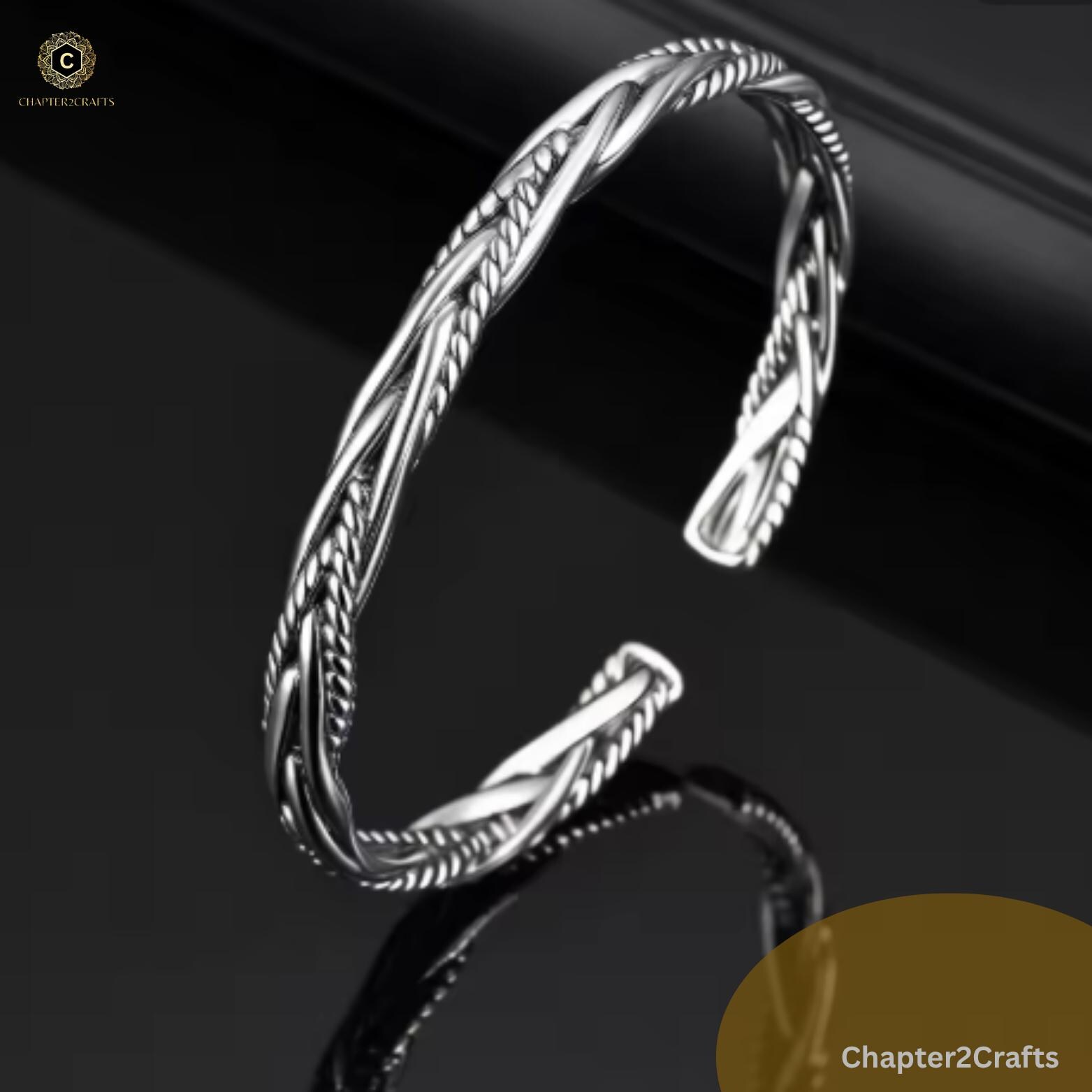 925 Viking Goth Twist Knot Bracelet, Thin Bangle for Women, Viking ...