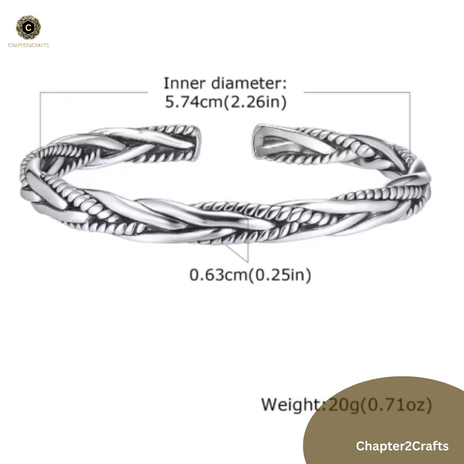 Silver Viking Goth Twist Knot Bracelet, Thin Bangle for Women, Viking ...