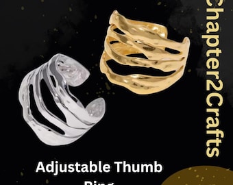 Multi Layer Stainless Steel Ring, Multi Layer Hammered Ring, Statement Ring, Adjustable Thumb Ring, Easters Day Gift for her, Summer Jewelry