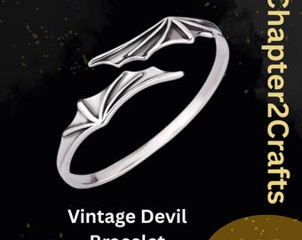 Vintage Vampire Devil Bracelet with Customized Gift Bag, Demon Bat Wing Bracelet, Adjustable Gothic Bracelet, Handcrafted Mothers Day Gift