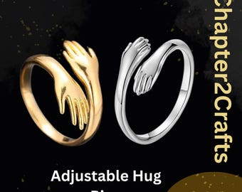 Adjustable Hug Ring With Personalized Gift Bag, Minimalist Hugging Silver Ring, Love Ring, Best Gift for Her/Him, Daughter-Mother’s Day Gift