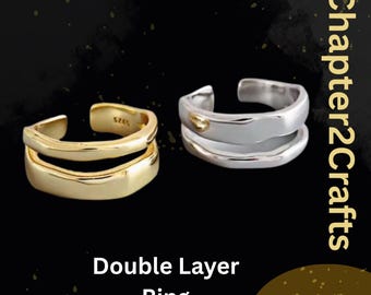 Sterling Silver Double Layer Thumb Ring, Adjustable Stackable Chunky Thick Ring, Mothers Day Gift, Present for her, Jewelry for women