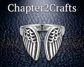 Silver Angel Wing Ring For Women's, Adjustable Angel Wing Ring, 925 Feather Ring, Princess Angel Ring, Promise Ring, Moms Day Gift for Her