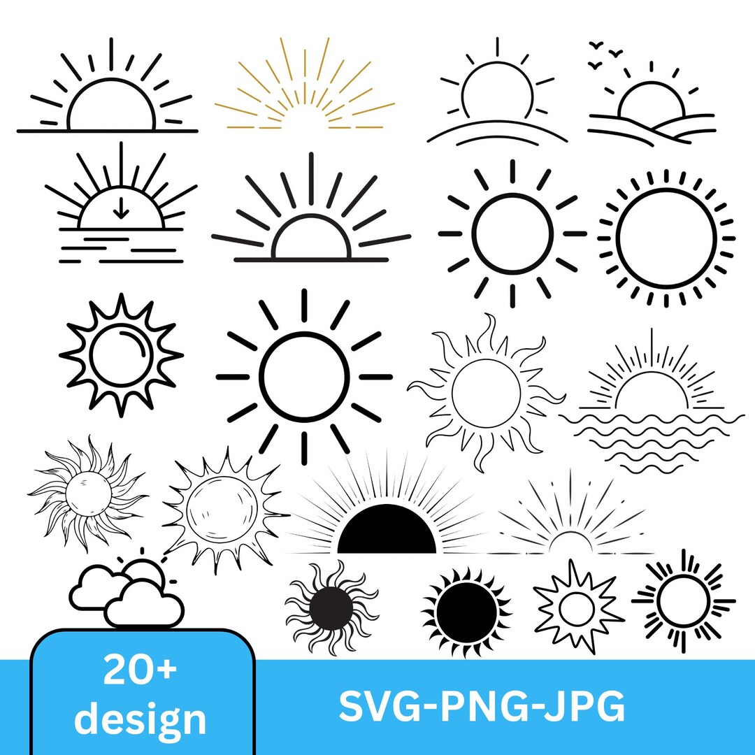 Sun SVG Bundle: Sunrise & Sunshine Clipart (digital Download) - Etsy