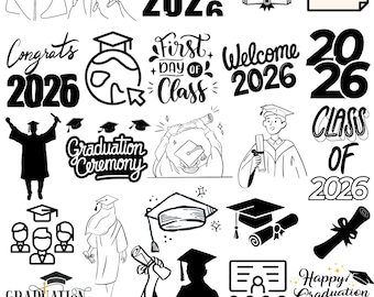 Senior 2026 SVG Bundle: Graduation Shirt Cut File (Digital Download)