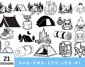 Camping SVG Design: Mountain Tent Vector Graphics (Digital Download