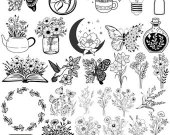 Lot de fleurs sauvages SVG : motifs floraux minimalistes (téléchargement numérique