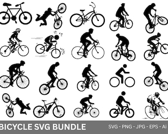 Bicycle SVG Bundle: Bike Clipart, Mountain Bike, Biker (Digital Download)