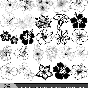 Hibiscus Flower SVG Bundle: Tropical Hawaiian Clipart (Instant Download