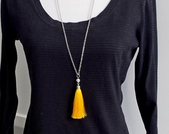 Hand made silk tassel pendant necklaces - 5 colour choices