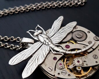 Vintage Pocket Watch with Curved Dragonfly - Steampunk Inspired Timeless Relic ON SALE