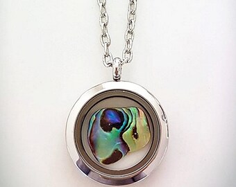 Pretty Polished Paua in a Double sided Locket - Kiwiana Cool
