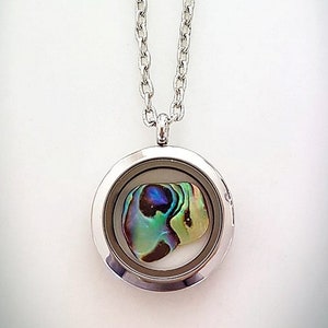 Pretty Polished Paua in a Double sided Locket - Kiwiana Cool