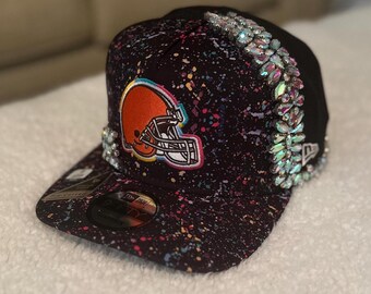 Cleveland Browns  custom Bling Cap with Gold Accents and Rhinestones Cleveland Browns Rhinestone Snapback Hat - Etsy main image 3