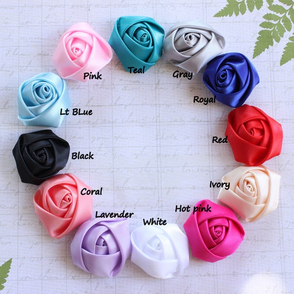 Rolled Rosettes 3/4-1" Satin Flower,Satin Rose,Small Rosettes,Satin rosettes,Rolled flowers,Wholesale silk rosettes