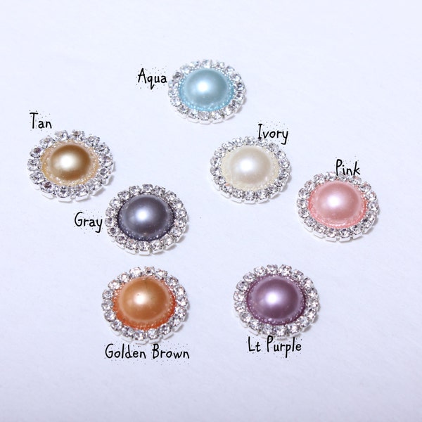 Pearl flatback rhinestone buttons Flatback DIY Pearl rhinestone Embellishments,metal embellishment,flower center,flat back 18mm