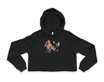 Korte hoodie van fleece met positieve motivatie, pullover met onafgewerkte zoom, streetwear voor dames
