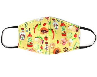 Ready To Ship Taco Face Mask With Filter Pocket/Washable-Made in USA-Adult-2 Layers