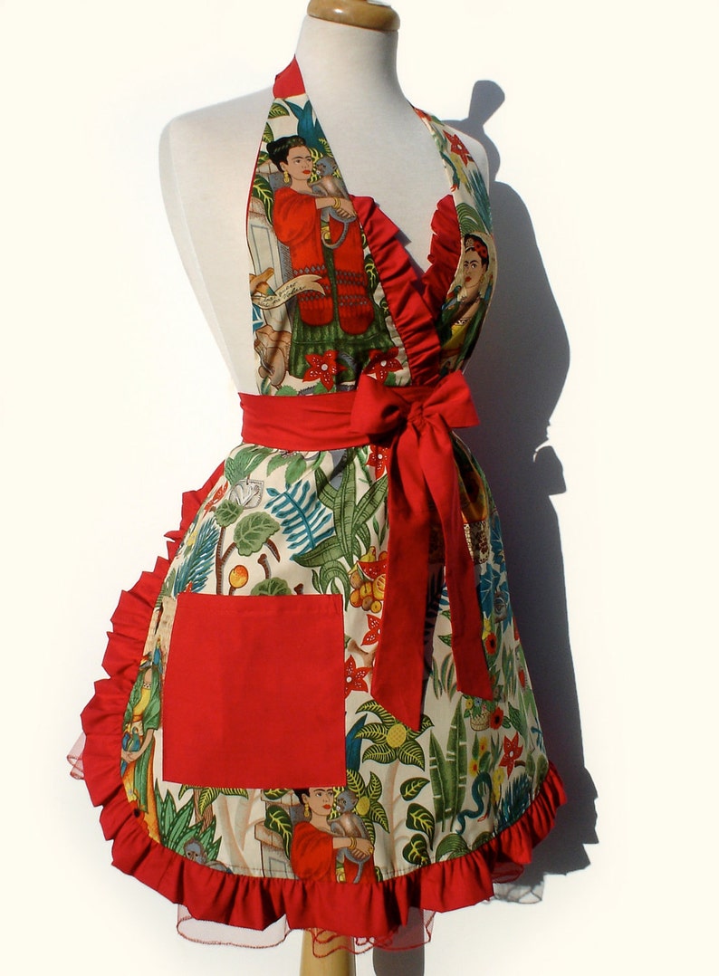 Apron Frida Vintage Inspired Mexican Apron FREE SHIPPING image 4