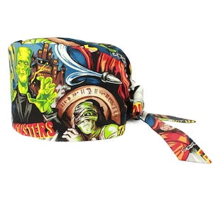 Hollywood Monsters Scrub Cap / Xray Tech / Veterinarian / Medical Surgical Hat / Washable / Made in USA / Adult