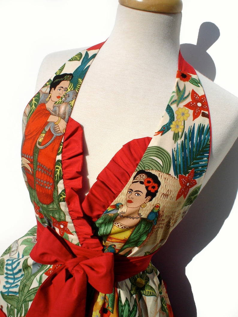 Apron Frida Vintage Inspired Mexican Apron FREE SHIPPING image 2