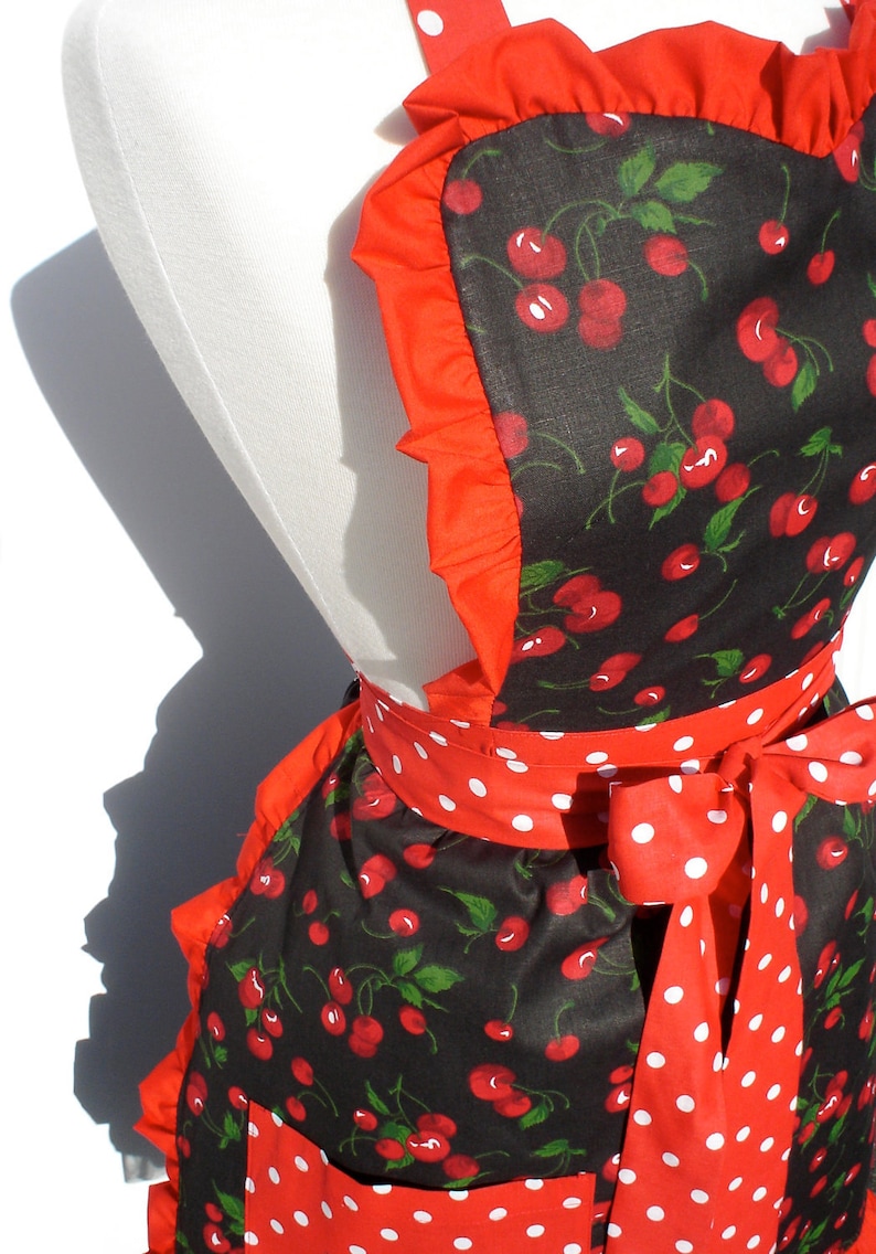 Retro Apron Vintage Inspired Cherry Apron Free Shipping