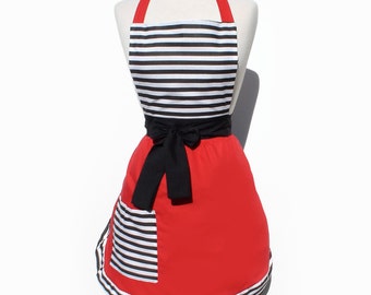 Stripes and Red Chic Apron