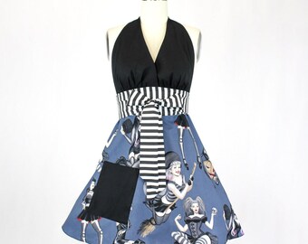 Gothic Hostess Pin Up Witch Apron