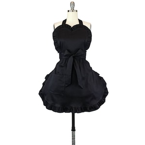 Black Sweetheart Hostess Vintage Inspired Pin Up Apron