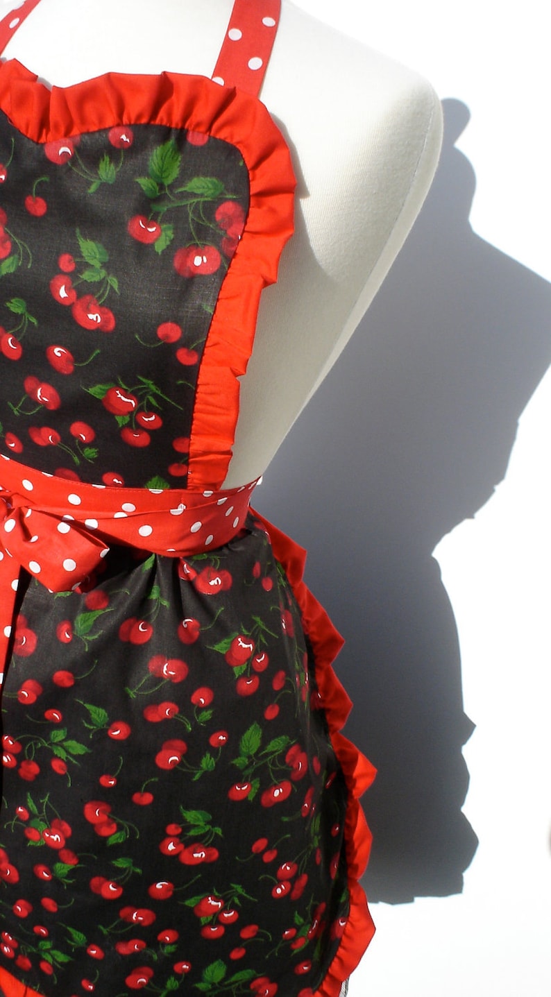 Retro Apron Vintage Inspired Cherry Apron Free Shipping
