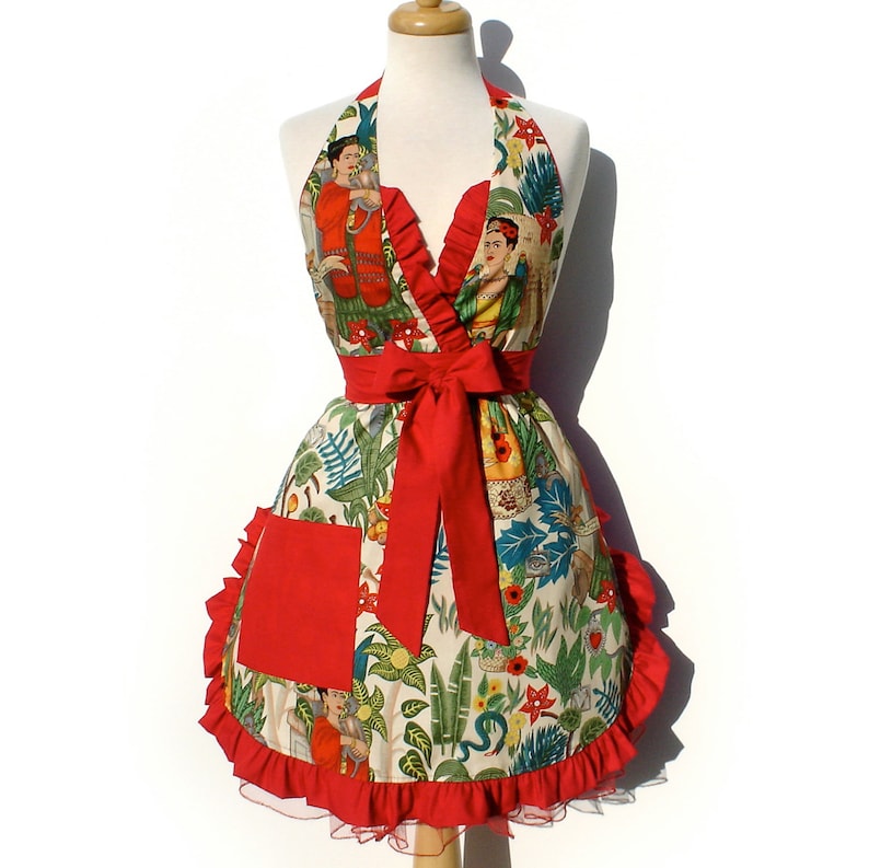 Apron Frida Vintage Inspired Mexican Apron FREE SHIPPING image 1