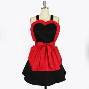 Black and Red Sweet French Maid Hostess Vintage Inspired Retro Gift For Her Apron Free Shipping
