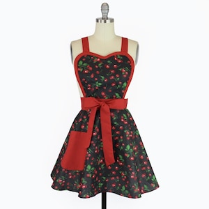 Retro Red Apron Vintage Inspired Cherry Pin Up Apron