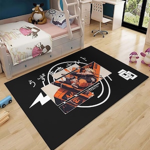 Samurai Anime Area Rug, Japanese Polyester Rug