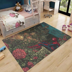 Super Hero Rug for Kids, Avengers Rug, Spiderman Ironman Hulk Runner, Superhero Area Rug, Non-Slip Machine Washable Long Rug, Birthday Gift.