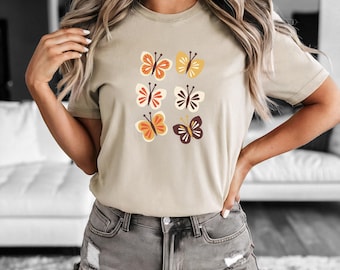 Butterflies Soft Tee, Women's Spring Fashion, Nature Inspired Shirt