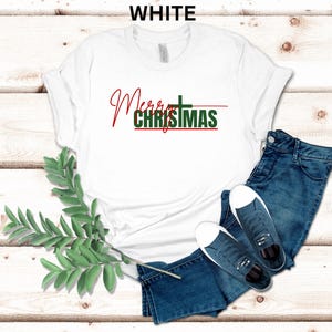 Merry Christmas Cross Soft Tee, Festive Holiday T-Shirt, Airlume Cotton image 5