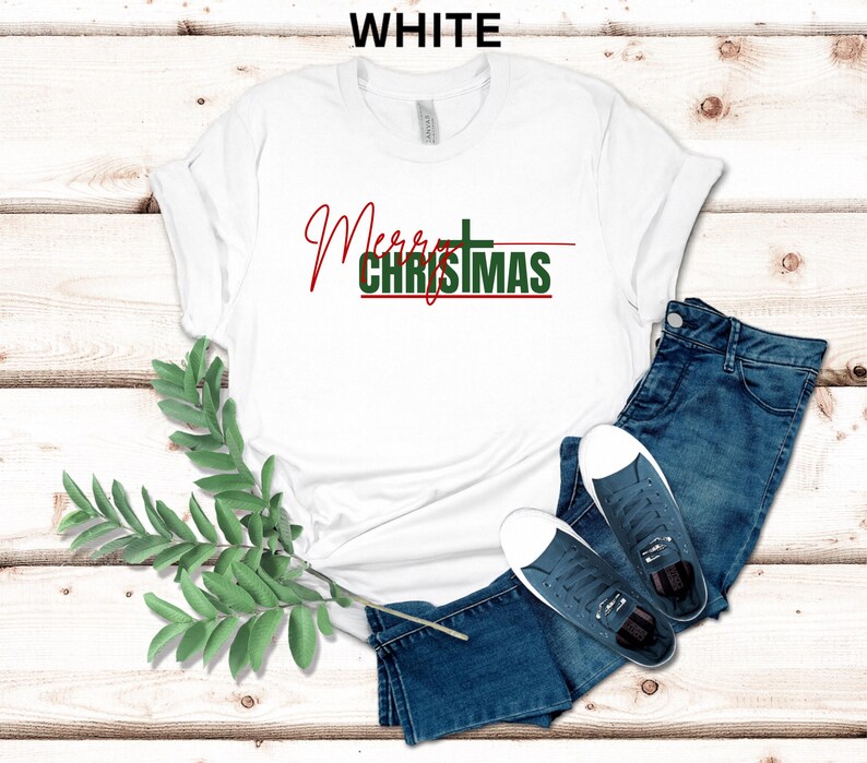 Merry Christmas Cross Soft Tee, Festive Holiday T-Shirt, Airlume Cotton image 5