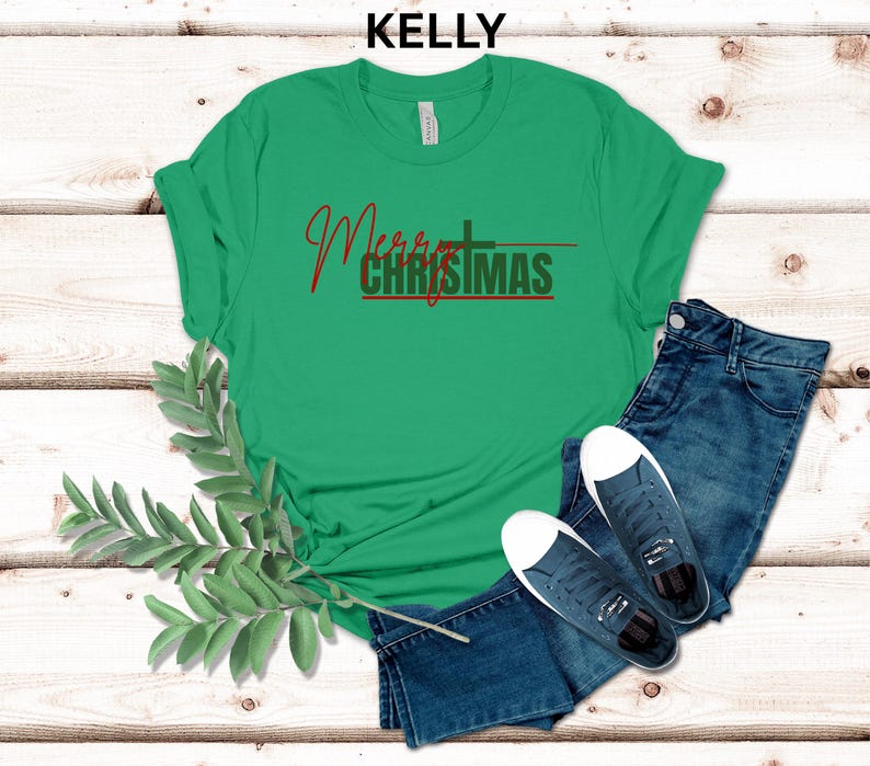 Merry Christmas Cross Soft Tee, Festive Holiday T-Shirt, Airlume Cotton image 7