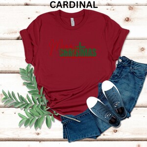 Merry Christmas Cross Soft Tee, Festive Holiday T-Shirt, Airlume Cotton image 3